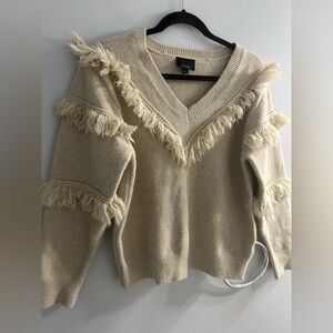 Anthropologie Lumiere v neck fringe sweater
